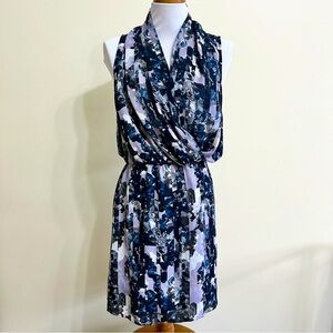 Parker Faux Wrap Mini Dress in a Sonoma Purple Gray Floral Stripe Print Size XS